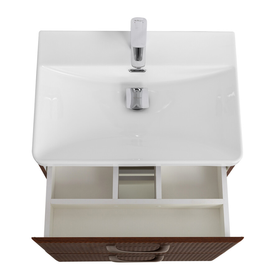 Подвесная тумба с раковиной Belbagno DUE 60 см Noce DUE-600-2C-SO-NOCE-P BB-8076-3-60