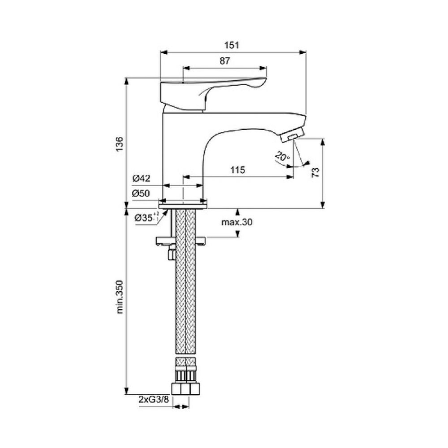 Ideal Standard Alpha смеситель для раковины BC552AA