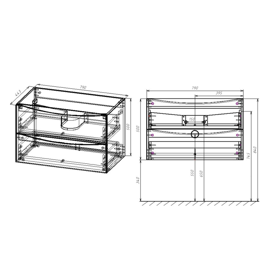Vincea тумба под раковину Mia 800 R.Wood VMC-2MA800RW