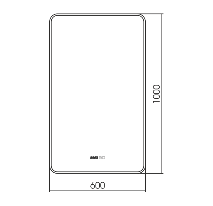 Зеркальное полотно Azario Incanto 60*100 часы, подогрев LED00002538