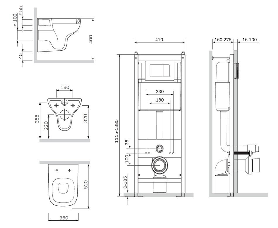 Am.Pm Like IS3801700 унитаз подвесной + инсталляция