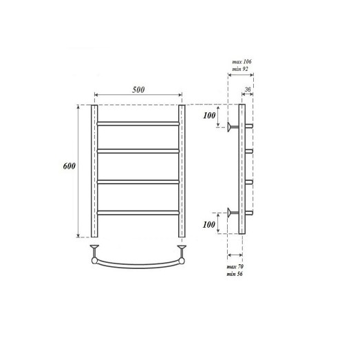 Point Афина полотенцесушитель электрический 50х60 PN04156BRE