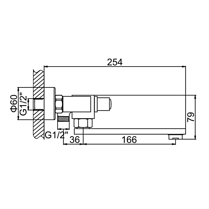 Смеситель для ванны Ledeme L3184 Хром