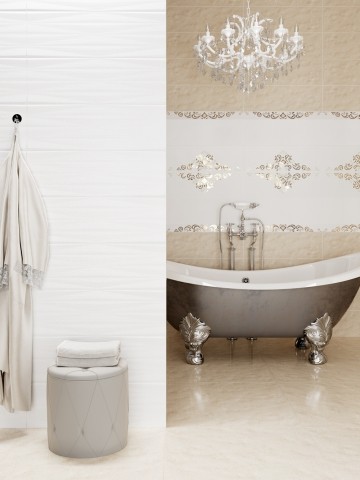 Уралкерамика Alanna 20х60см плитка настенная рельефная бежевая 2