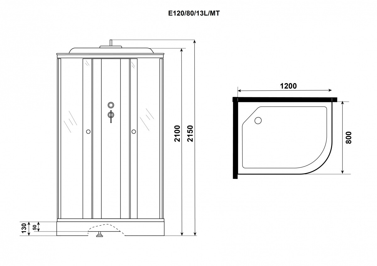 Niagara Eco Душевая кабина 120x80 Левая Тропический душ E120/80/13L/MT