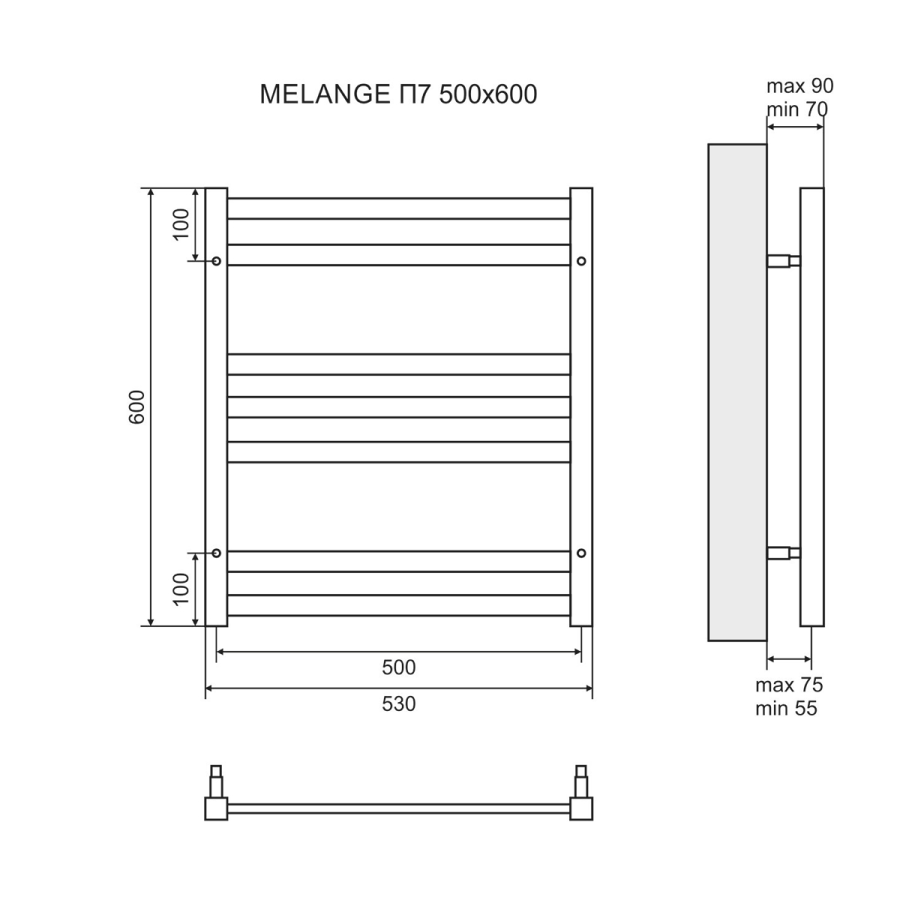 Lemark Melange П7 полотенцесушитель электрический 50х60 LM49607E