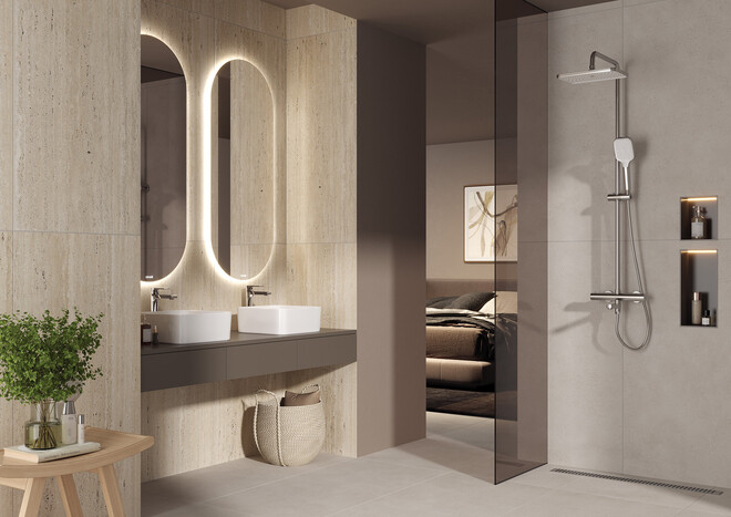 Керамогранит Cersanit Travertino светло-бежевый ректификат 60x120 A17423