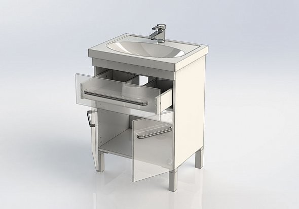 Aquanet Сиена 60 тумба с умывальником напольная 1/2 чёрный