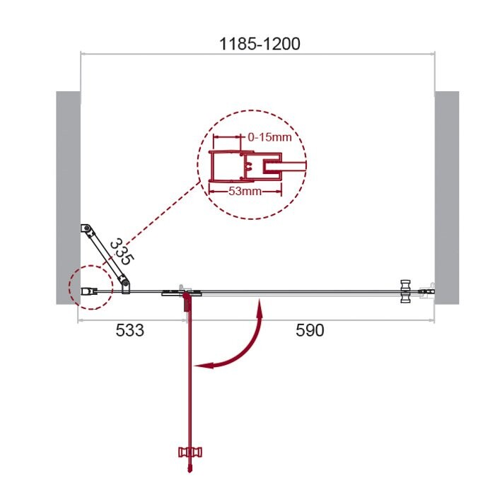 BelBagno душевая дверь KRAFT-B-12-60/60-C-Cr-L 120х195