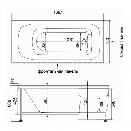 Aquanet Rosa 150*75 ванна акриловая прямоугольная