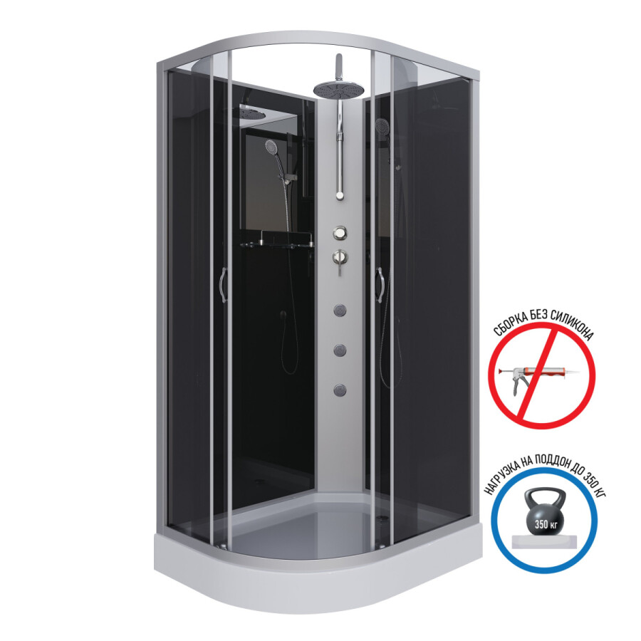 Niagara NG 3512-14RBKTG Душевая кабина 120x80 правосторонняя Без крыши с тропическим душем 35121433RBKTG