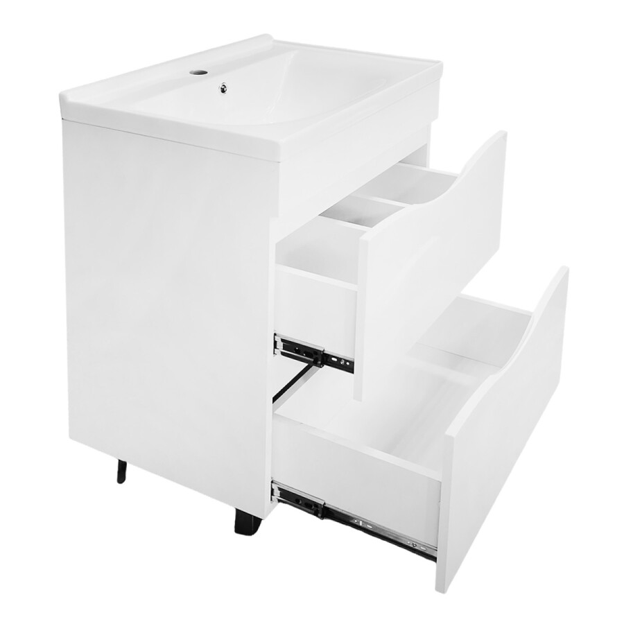 Комплект Тумба Loranto Santorini 60 610х460х810 напольная, с раковиной MONTE Neo 60, Белый Глянец CS00105567