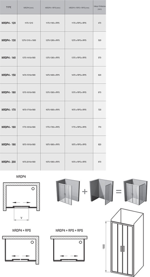 Ravak Rapier NRDP4-130 Душевые двери 130*190 WT
