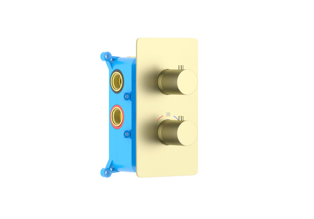 Aquatek Европа AQ1393BG Термостатический смеситель для ванны 3 режима (внешняя и скрытая часть) Золото шлифованное