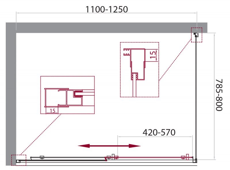 BelBagno Unique душевой уголок 110/125х80 см, рифленый, хром UNIQUE-AH-1-110/125-80-P-Cr