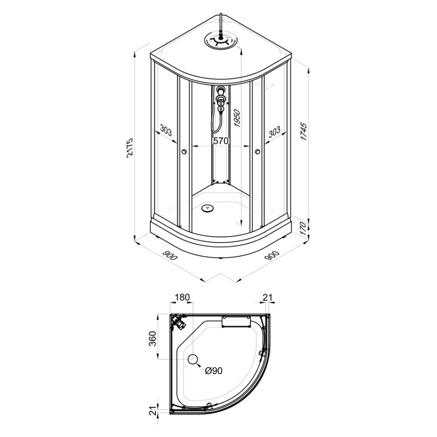 Triton Душевая Кабина Ультра 90*90 А Щ0000061843