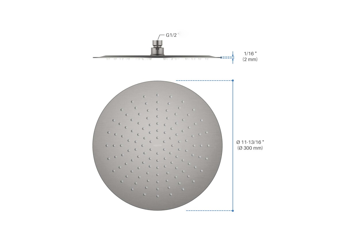 Aquatek AQ2075BGM Круглый верхний душ 300*2 мм Оружейная сталь