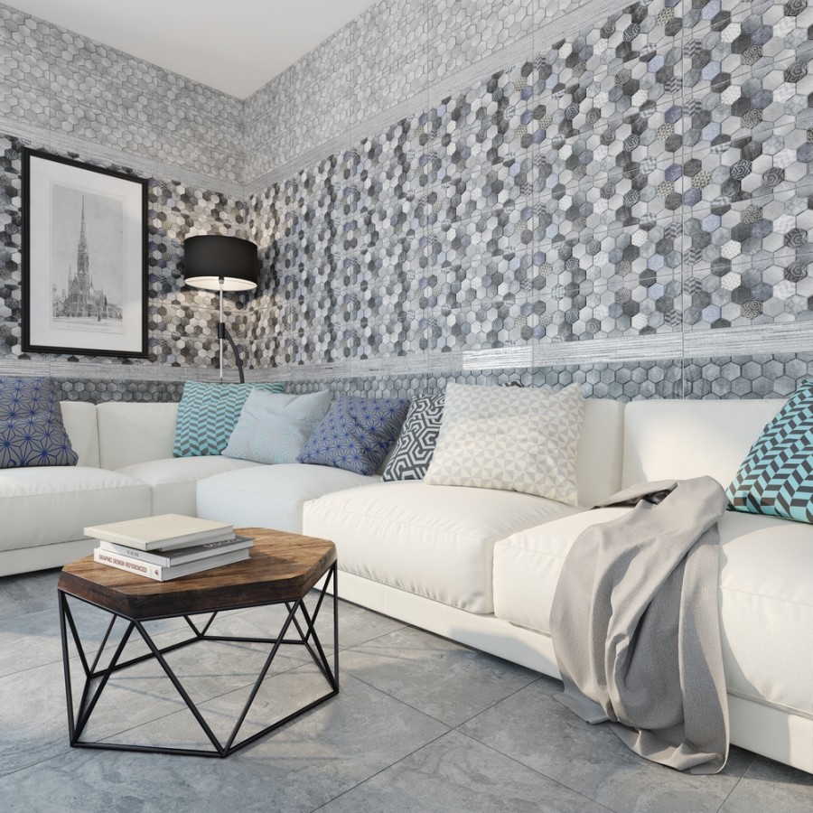 Global Tile Gesso 20x60 см плитка настенная серая рельефная