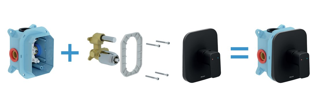 Смеситель скрытого монтажа Ravak 10° градусов Free black X070159 + X070052