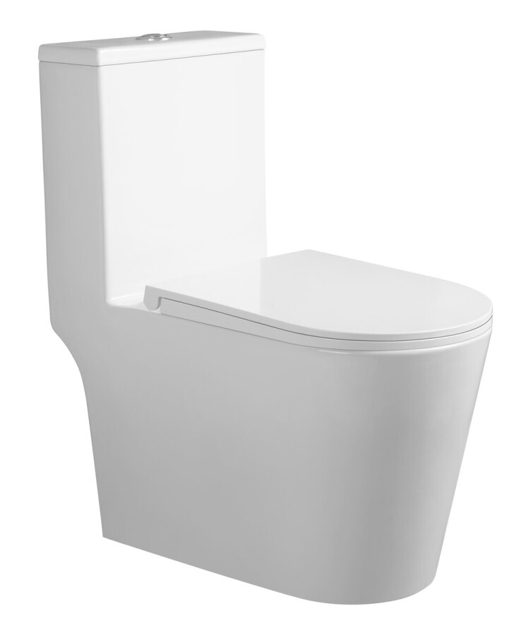 Унитаз напольный Grossman Classic GR-4487SQ (690х360х790) безободковый,белый,моноблок с тонкой крышкой,микролифт,смыв торнадо,1 место