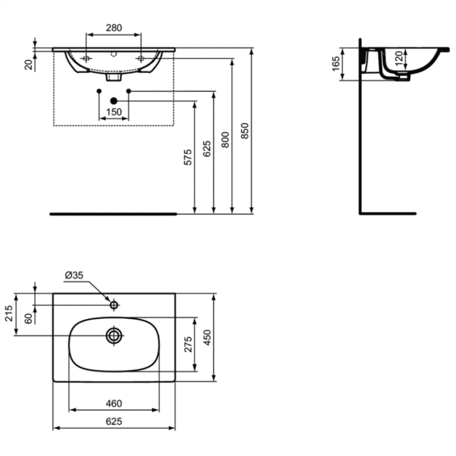 Ideal Standard Tesi раковина 60 см T351001