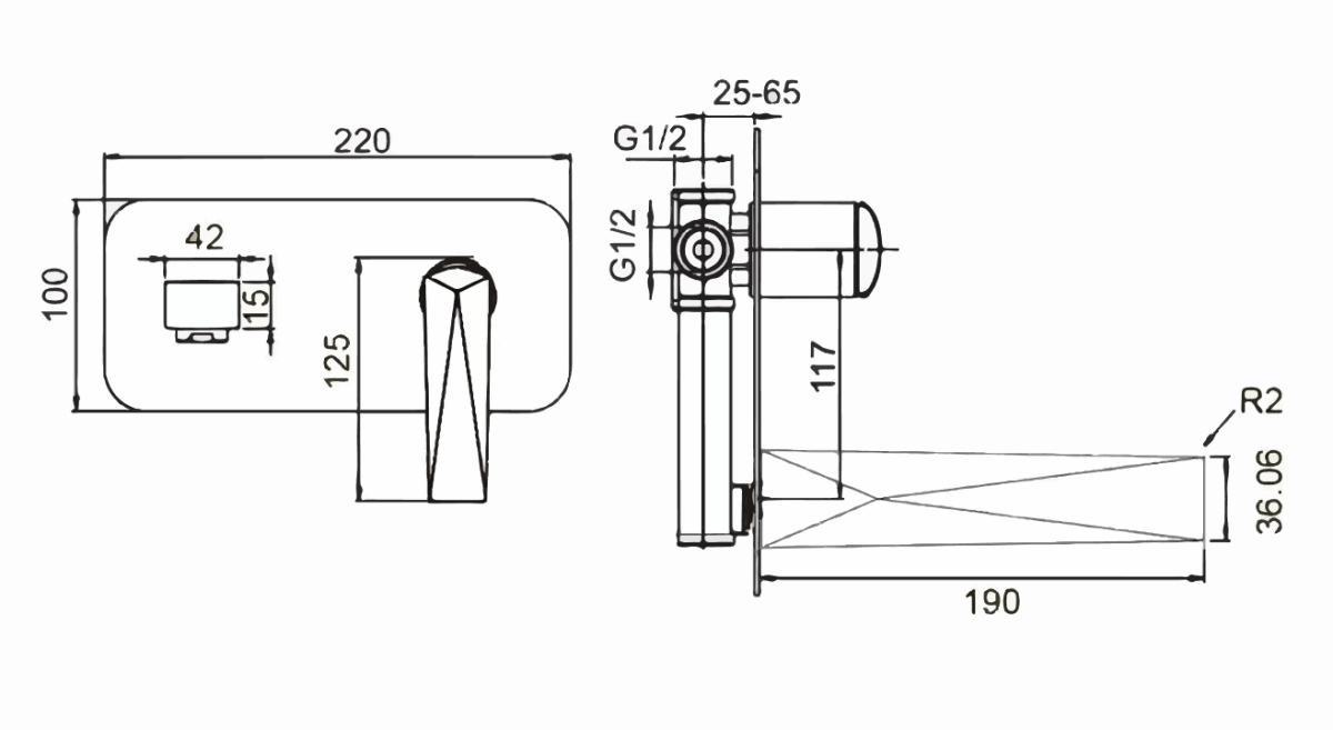 Смеситель для раковины из стены Boheme Venturo Белый / Хром 375-W