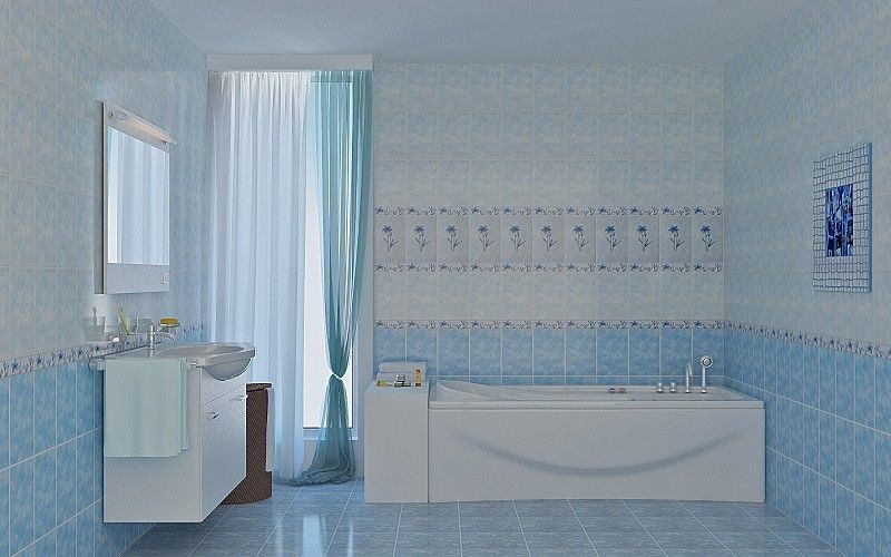 Газкерамика Валентино Георгин, Цветы 20х5см бордюр настенный голубой глянцевый