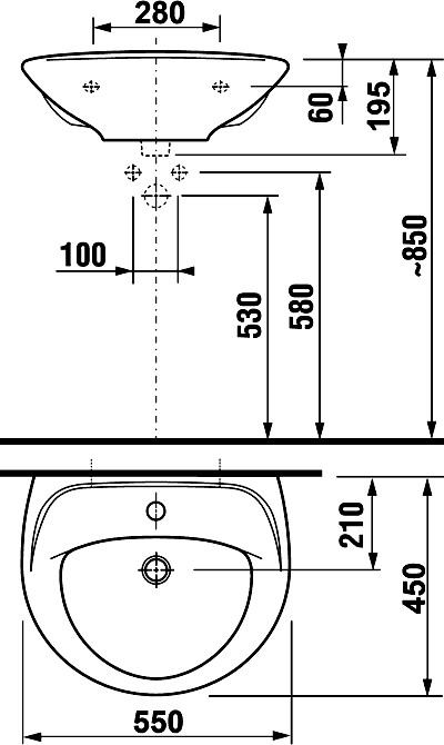 Jika Lyra 8142710001049 умывальник подвесной 55 см
