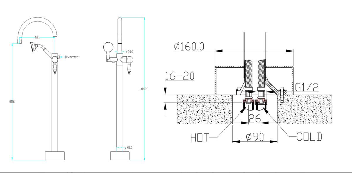 Смеситель для ванны напольный Boheme Uno Bronze 469-BR