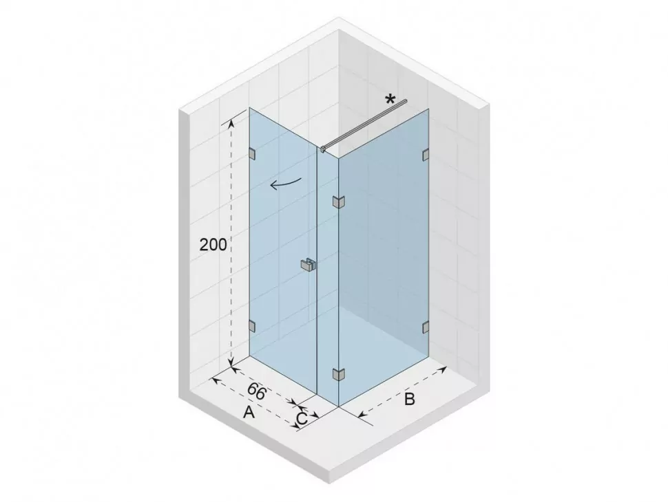 Riho Scandic X204 душевой уголок 120х90 L профиль черный G001085121