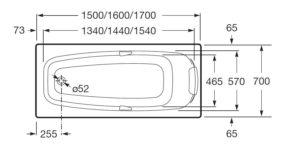Roca Sureste 150*70 ванна акриловая Z.RU93.0.277.8