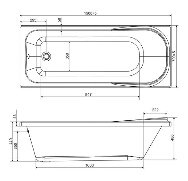 Mirsant Premium Гагра 150*70 комплект ванна + панель + каркас УТ000068390