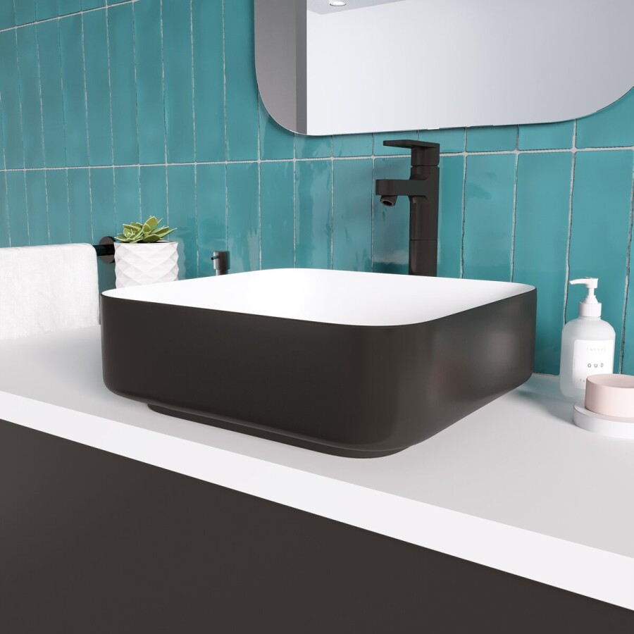Раковина Grossman Color GR-4042BW (385х385х140) черная,белая внутри,1 место