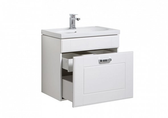 Aquanet Рондо 60 тумба с умывальником подвесная белая 1 ящик