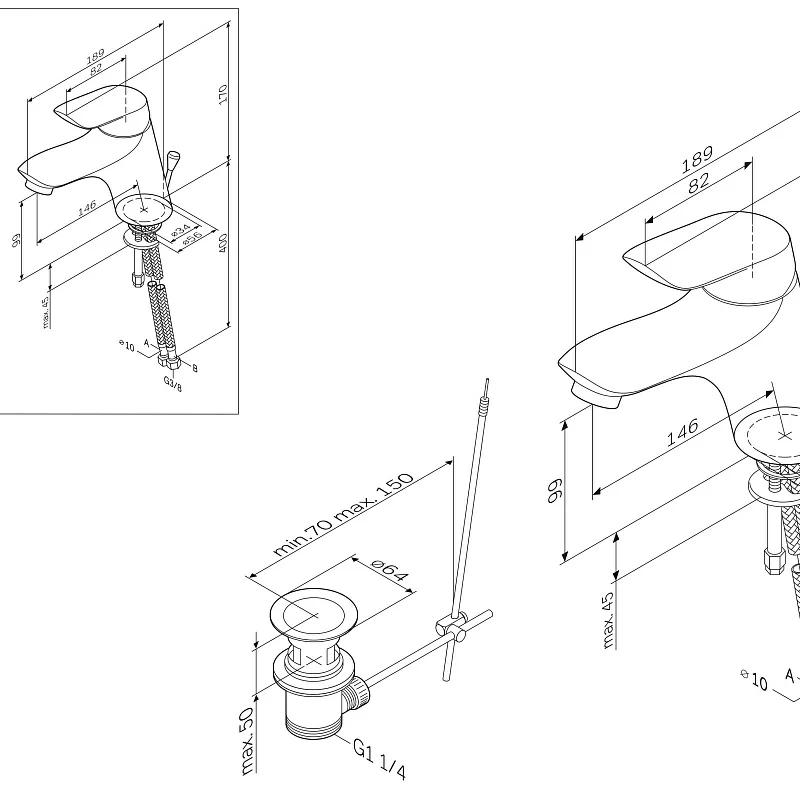 Am.Pm Bliss L смеситель для раковины с донным клапаном F5382132