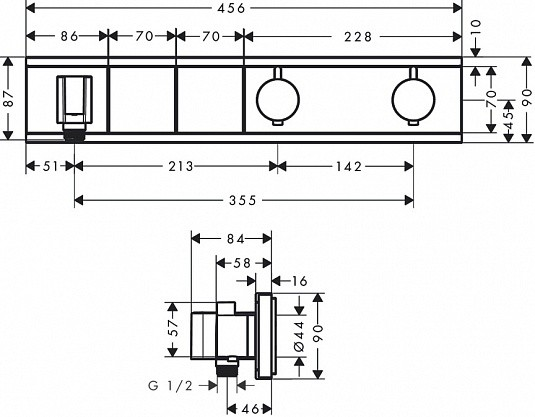 Hansgrohe 15355000S Set HG RainSelect термостатический смеситель для душа (15355000+15310180) Хром