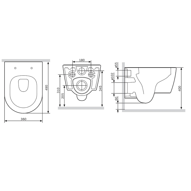 Am.Pm Func унитаз подвесной безободковый с сиденьем C8F1700SC