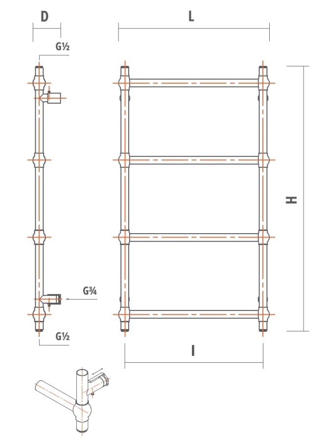 Garcia Брента полотенцесушитель водяной 500*700 никель хром