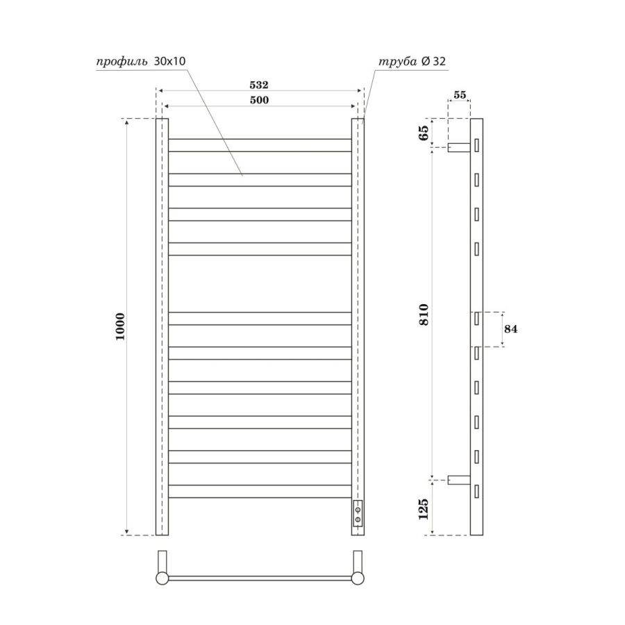 Point Селена П10 полотенцесушитель электрический 50х100 см PN16850W