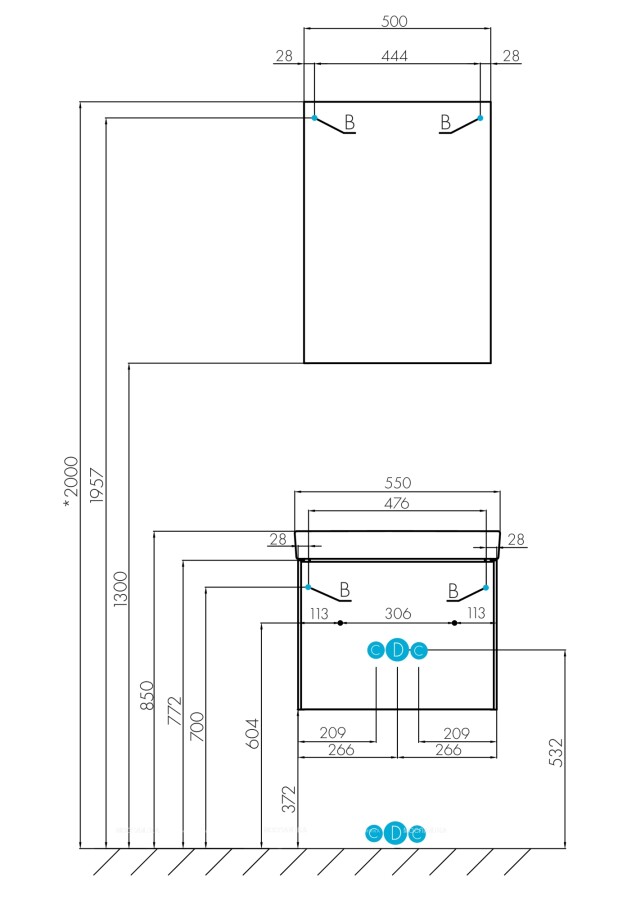 Акватон Асти тумба 50 см с раковиной 1A263101AX2B0
