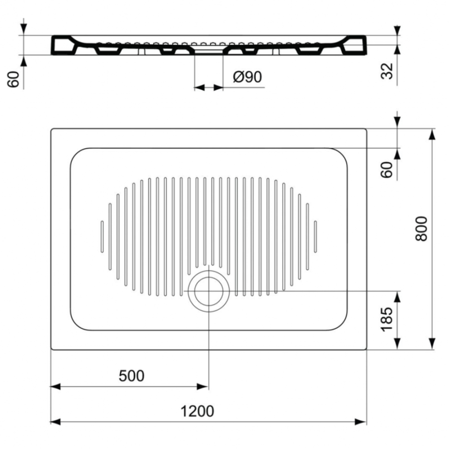 Ideal Standard Connect душевой поддон 120х80 T267901