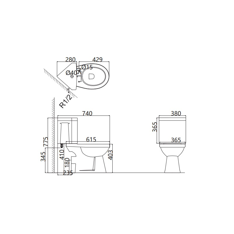 Creo Ceramique Project PR1002S+PR1003D+PR1001S унитаз напольный угловой