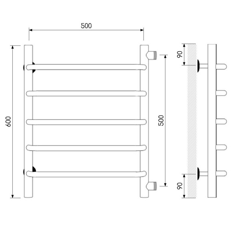 Laris Виктория П5 полотенцесушитель водяной хром 50х60 73208011