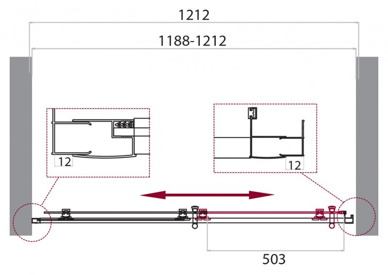 BelBagno Uno душевая дверь 120 см, рифленое стекло UNO-195-BF-1-120-P-Cr