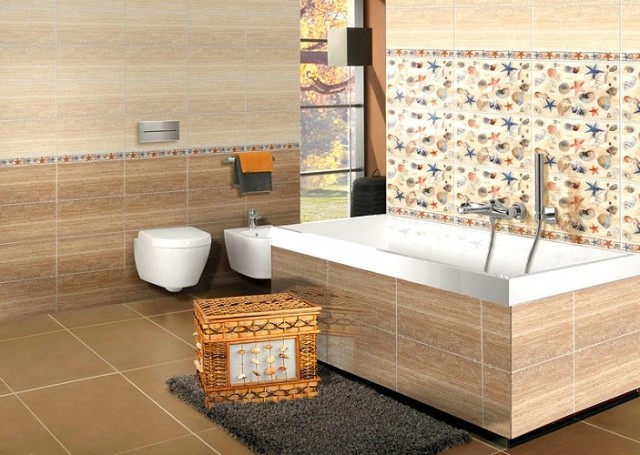 Нефрит Аликанте 25х50см плитка настенная темно-бежевая