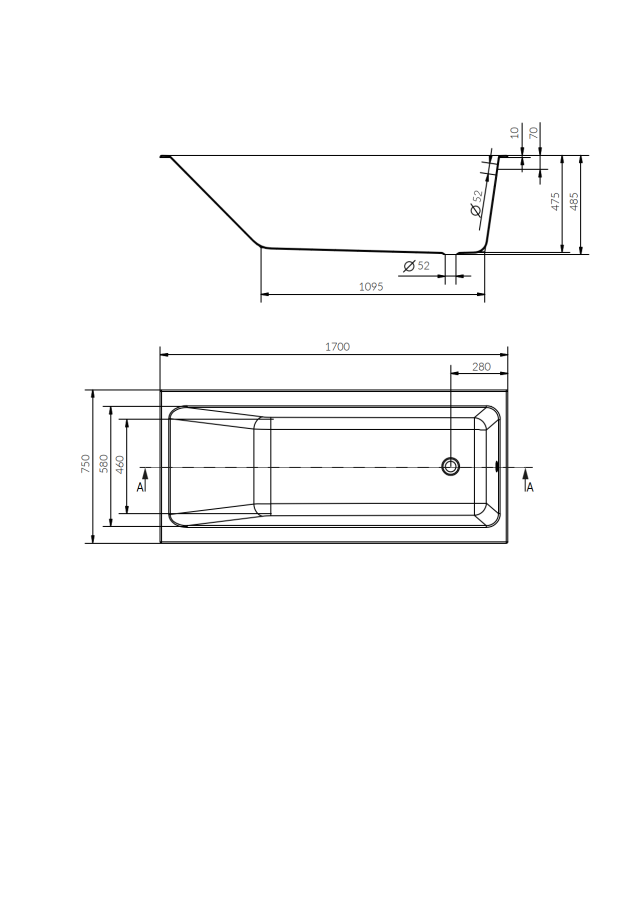 Cersanit Crea 170*75 ванна акриловая прямоугольная