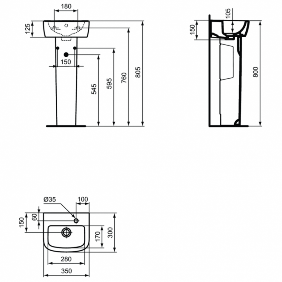 Ideal Standard Tempo раковина 35х30 см T056901