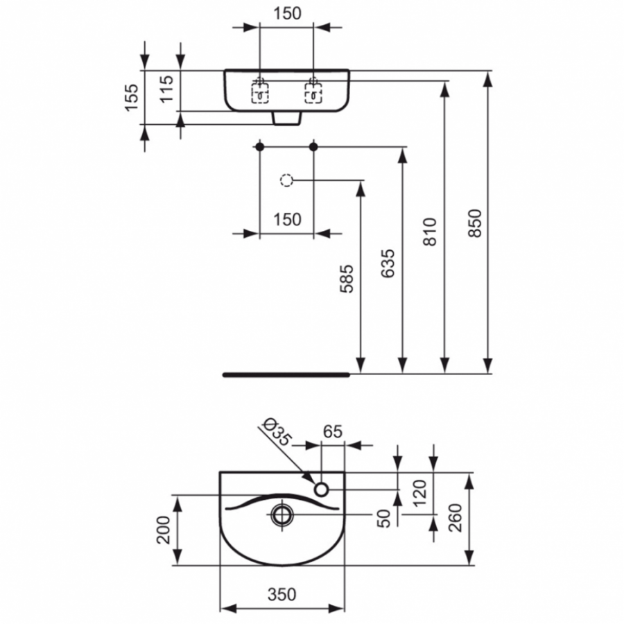 Ideal Standard Connect раковина 35 см E791501