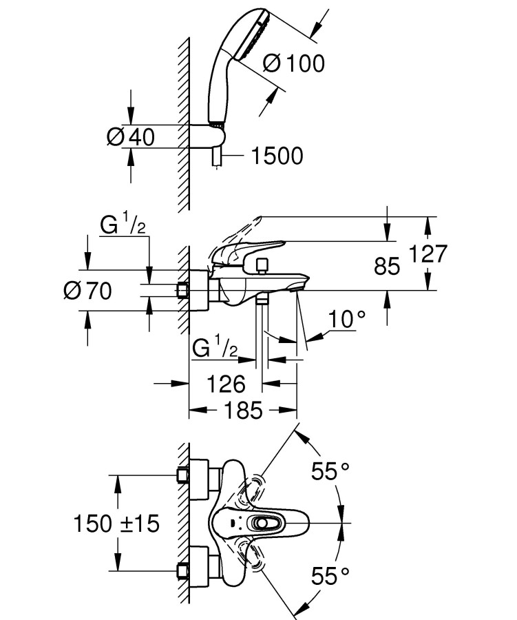 Grohe Eurostyle New 3359230A смеситель для ванны хром