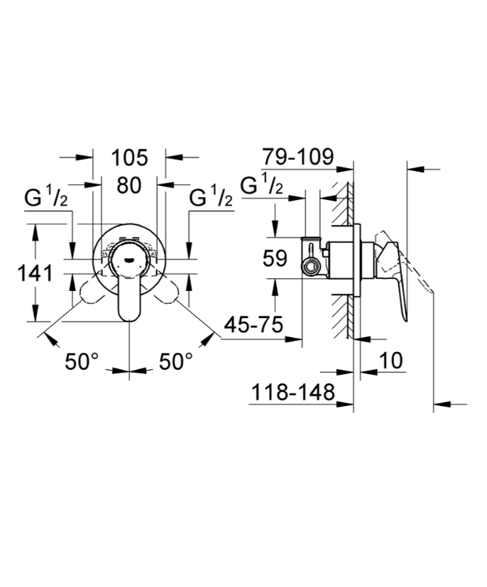 Набор для гигиенического душа, GROHE BauEdge 129188